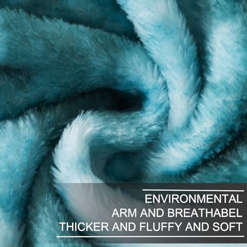Richave Fuzzy Throw Blanket Travel Size - Teal, Premium Lightweight Anti-Static, Plush and Furry Faux Fur, Reversible Throw Blankets for Sofa and Bed, 50x60 Inches,Teal - color: Teal, size: Travel (50-Inch-by-61-Inch)