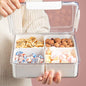 Divided Serving Tray with Lid for Veggie Charcuterie Container Portion Control Salad Keeper with 4 Removable Boxes Stackable Refrigerator Organizer Bins Food Storage Organizer Produce Saver - size: 1 Pack