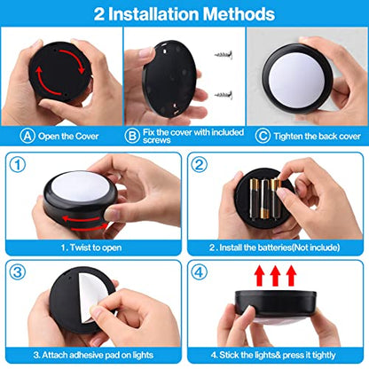 Cadrim Puck Lights, 1 Pack 13 Colors Changeable LED Puck lightings Battery Powered Dimmable Under Cabinet Lamps, Battery Powered Under Counter Lamp with 1 Wireless Remote Controls, Black - color: Black, size: 1pack