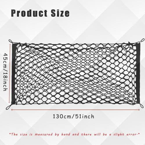 UlifebetterTruck Bed Cargo Net, Cargo Storage Elastic Mesh Net Organizer Net Bag Automotive Cargo Nets with 4 Buckles Screws Hooks Clips Trunk Storage Net for Pickup Truck Bed（51 * 18In） - size: 51 x 18 inches