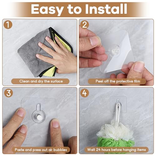 22 Pcs Drill Free Adhesive Wall Hooks, 20 lb Capacity Picture Hanging Hooks, Heavy Duty Picture Hangers Without Nails Strong Hold for Bathroom, Kitchen & Entryway - size: 2.2 inch