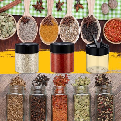 50 Pack 4 oz Spice Jars Plastic Clear Empty Bottles with Shaker Lids Bulk Reusable Seasoning Containers for Herbs Spices Powders Glitter - size: 4 oz