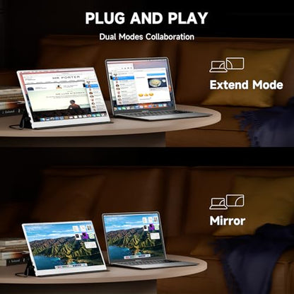 AYY Portable Monitor 15.6inch 1080P FHD - USB-C/HDMI Computer Display, HDR IPS Gaming Monitor Compatible with Laptop PC MAC Phone PS4 Xbox Switch, w/Smart Cover, Dual Speakers - White - size: 15.6 inch, style: 60Hz/IPS/100%srgb