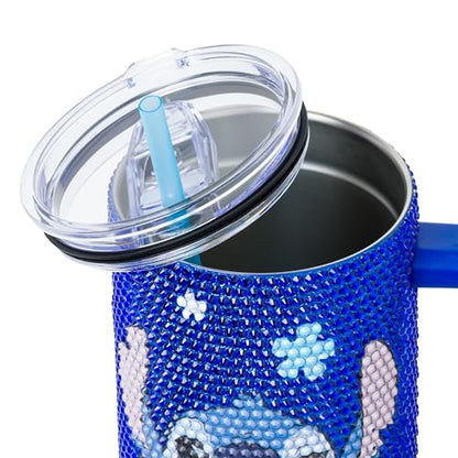 Silver Buffalo Lilo and Stitch Make Some Waves Wink Face Stitch 40oz Stainless Steel Rhinestone Tumbler - color: Lilo and Stitch Make Some Waves