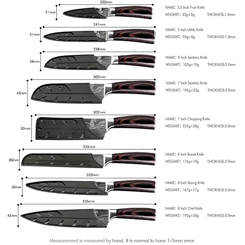 FULLHI Knife Set, 14pcs Japanese Knives Set, Premium German Stainless Steel chef Knife Set - color: Coffee wood, size: 14 Piece Knife Set