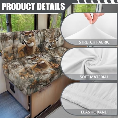 SEANATIVE Deer Camo Hunting RV Dinette Cushion Covers Couch Cover 2 Cushion Sofa Slipcovers for Travel Trailer Couch Prevent Scratches RV Accessories for Inside - color: Deer Camo Hunting
