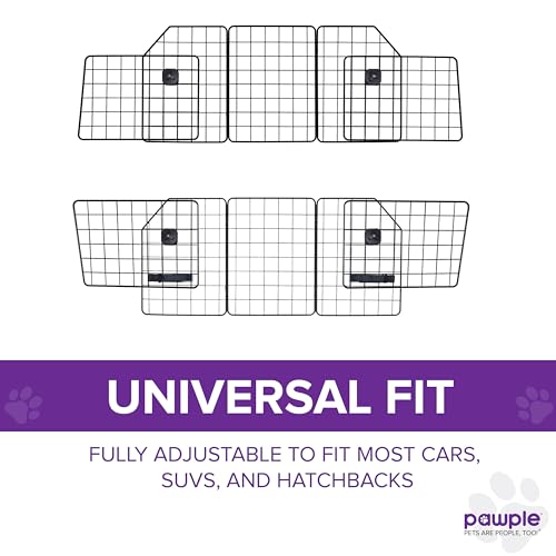 Pawple Dog Car Barrier for SUV's, Cars, Vehicles, & Trucks, Adjustable Large Pet Divider, Heavy-Duty Wire Mesh- Universal Fit - size: Updated 2025 Model