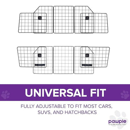 Pawple Dog Car Barrier for SUV's, Cars, Vehicles, & Trucks, Adjustable Large Pet Divider, Heavy-Duty Wire Mesh- Universal Fit - size: Updated 2025 Model