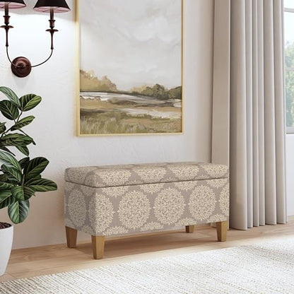HomePop Drake 36" Storage Bench - Brown Medallion - color: Brown Medallion