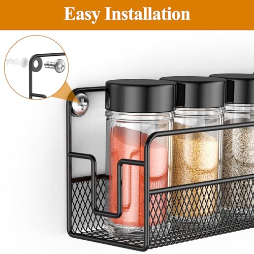 Wall Mounted Spice Rack Organizer, Pantry Door Organizer & Hanging Storage Baskets, Metal Spice Shelf for Kitchen Cabinet, 3 Depth Sizes Hold Large Jars to Nail Polish Bottles, 6 Pack - size: 6 Tier