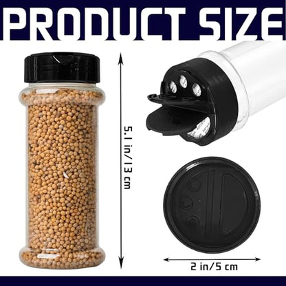 8 Pack 5.5 Oz Plastic Round Spice Bottles with Black Shaker Lids,Reusable Seasoning Containers Jars,Clear Plastic Bottle Containers with Shaker Lids for Powders,Spice,Herbs,Glitters