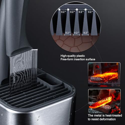 RAXCO Kitchen Knife Set,10-Piece Stainless Steel Knife Set with Block,Gray | Pro-Sharpened Kitchen Knives,Space-saving Compact Organizer for Small Kitchen,RV,Apartment and Dorm - color: Damascus