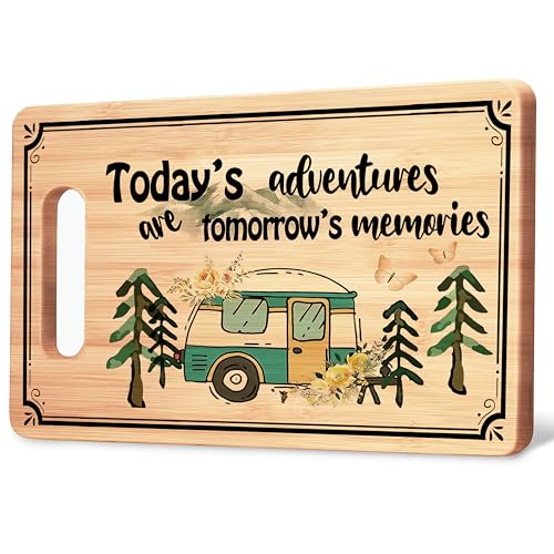 Camping Lover Gifts Cutting Chopping Board, Camper Gifts for Women Men, Today's Adventures Are Tomorrow's Memories Bamboo Cutting Boards for Kitchen - color: Camping A