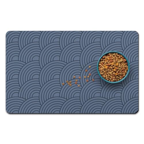 Dog Food Mat for Floors, Absorbent and Quick-Drying Pet Cat Food Mat,Anti-Fouling and Easy-to-Clean Pet Feeding Mat,Dog Bowl Mats for Messy Drinking Water Bowls.12x20inch Boho Style - color: 01-Blue, size: 12x20 inch