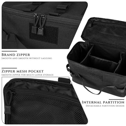 Camping Storage Bags, Utility Tote Bag for Campings Cookware Organizer, Trunk Organizer with Shoulder Strap,Outdoor Garden Tool Bag for Camping, Travel, Picnic, Garage Trunk (Black)