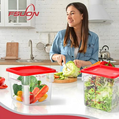 4 Pack Clear Food Storage Containers with Lids and Handles Polycarbonate Square Commercial Food Containers, NSF (6Qt) - color: 6Qt
