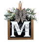 Last Name All Year Round Front Door Wreath with 26 Initial Letter Welcome Sign All Seasons Eucalyptus Garland and Bow ，Farmhouse, Porch, for Spring Summer Fall All Seasons Holiday Halloween Christmas. (M) - color: M