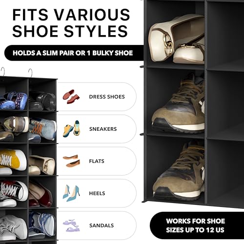 Simple Houseware 24 Section Shelves Hanging Shoes Organizer Holder for Closet, Black - color: Black