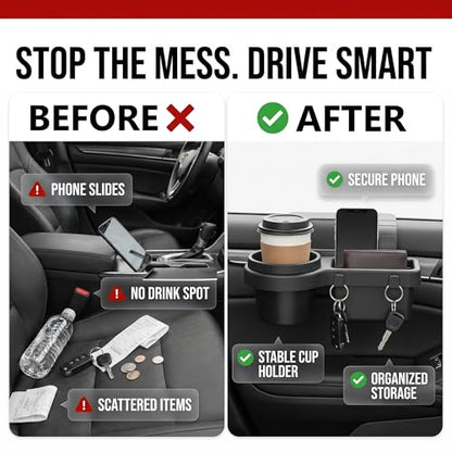 Li&Zhao Car Window Cup Holder - Clip-On, No Drill, Universal Fit