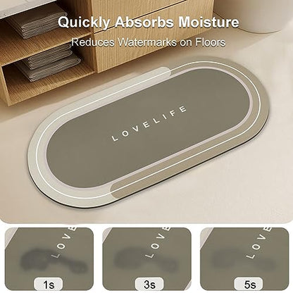 Rubber Bath mats Quick-Drying Non-Slip Bathroom mat Super Absorbent Bath mat Instant Dry Bath mat, Bathroom Rug in Front of The Kitchen Sink, Shower Room, Bathtub, Oval(Brown+17x59in) - color: Brown, size: 17x59in