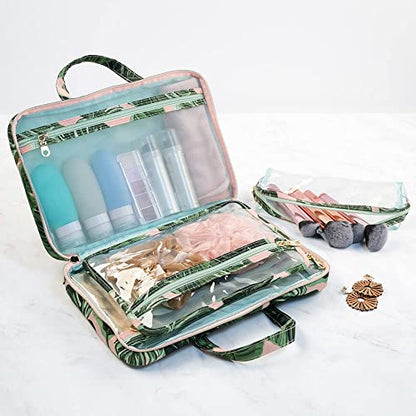 Conair Travel Toiletry Bag - Makeup Bag - Cosmetic Bag -Travel Makeup Bag - color: Pink Palm