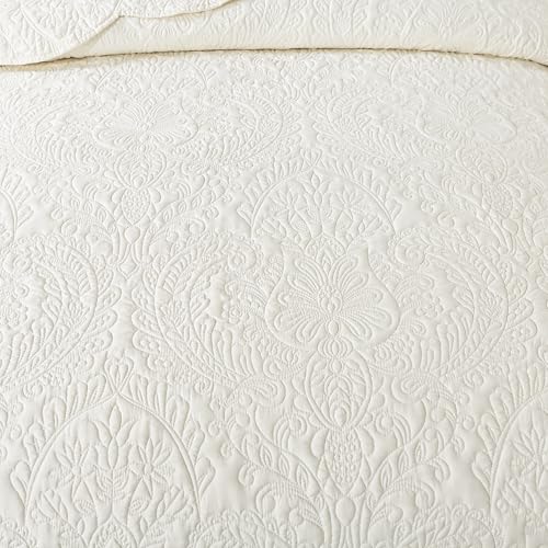 HoneiLife Oversized Queen Bedspreads 110x106- Queen Size Quilt Bedding Sets 3-Piece, Reversible Coverlets Lightweight Bedlinen Set for All Season Use-Beige - color: Beige, size: Oversized Queen-110"x106"