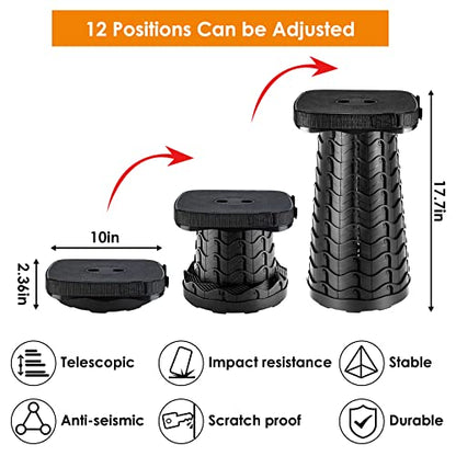 aboutool Collapsible Stool with Soft Removable Cushion & Waterproof Carry Bag - Lightweight Folding Stool, 485lbs Capacity, Portable for Adults, Camping, Fishing, Hiking, Outdoor, Travel - color: Black