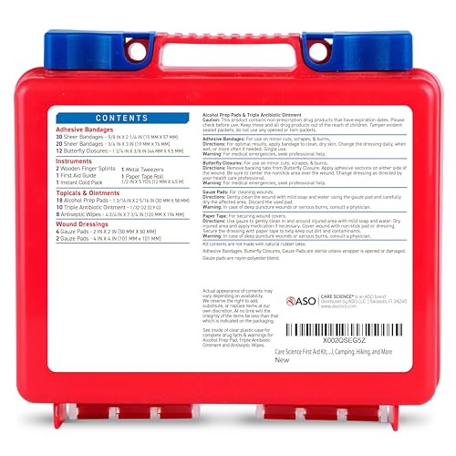 Care Science First Aid Kit, 110 Pieces | Professional Use for Travel, Work, School, Home, Car, Emergency, Survival, Camping, Hiking, and More - size: 110 Piece Set
