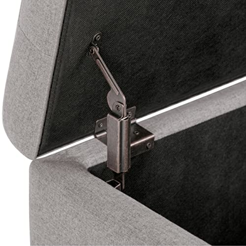 SIMPLIHOME Cosmopolitan Storage Ottoman - 34 inch Wide Upholstered Linen Look Fabric Rectangle Storage Ottoman Bench in Cloud Grey, Transitional Tufted Ottoman for Living Room with Lift-Up Lid - color: Cloud Grey