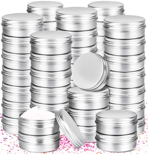 30Pack 2oz Tin Jars, 60ml Metal Tin cans, 2Ounce Aluminum tin can jar Containers with Screw Lid for Lotion Bars, Spices, Salve, Balms, Beard Balm, Toiletries, Creams, Samples, Makeup Cosmetic - color: Silver 30pack