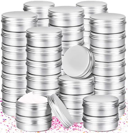 30Pack 2oz Tin Jars, 60ml Metal Tin cans, 2Ounce Aluminum tin can jar Containers with Screw Lid for Lotion Bars, Spices, Salve, Balms, Beard Balm, Toiletries, Creams, Samples, Makeup Cosmetic - color: Silver 30pack