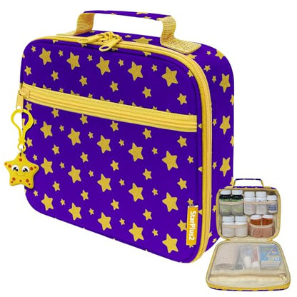 Medium Travel Pill Bottle Organizer, Child Medicine Bag with Zipper Toy, Carrier for Kids Medications and Medical Supplies - Yellow Stars - color: - M Kid Yellow Stars