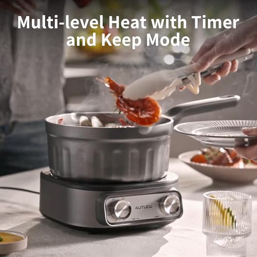 N73SNA Hot Pot Electric Nonstick, PFOA-Free Multi-Cooker 2.5 Quart Grill Steamer Set, Portable Hot Pot for Fried Rice, Oatmeal, Steak, Soup, Egg, Ramen with Power Adjustment - size: Long-Handle Pot