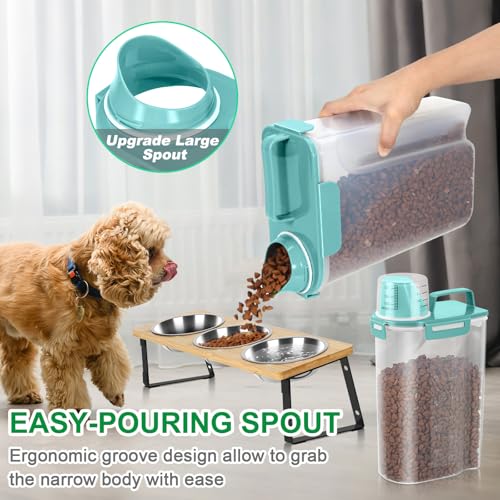 TBMax Dog Food Storage Containers 2 Pack 8 to 10 Lbs, Airtight Pet Food Container Dispenser with Large Spout & Portable Handle, Travel Dog Treat Cat Food Storage Bin Bird Seed Container -Cyan - color: Cyan 6+3Qt