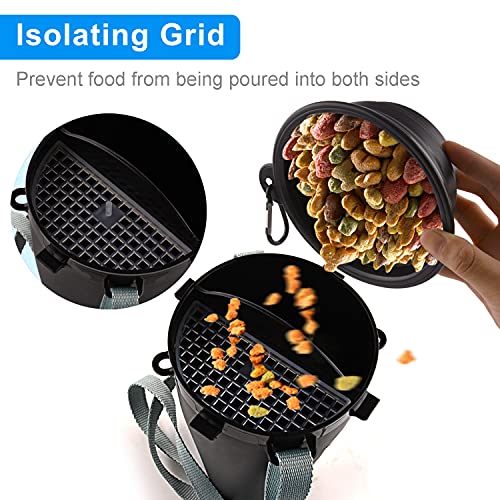 Dog Travel Water Bottle Collapsible Bowls, 2 in 1 Pet Food Container with Collapse Bowls, Outdoor Portable Water Bowls for Walking, Traveling, Camping and Hiking (Black) - color: Black