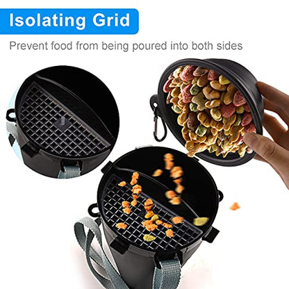 Dog Travel Water Bottle Collapsible Bowls, 2 in 1 Pet Food Container with Collapse Bowls, Outdoor Portable Water Bowls for Walking, Traveling, Camping and Hiking (Black) - color: Black