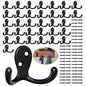 Homanu 34 Pack Coat Hooks, Heavy Duty Double Prong Coat Hooks Wall Mounted with 68 Screws, No Rust Black Metal Wall Hooks for Hanging Towel, Coat, Bag, Hat, Cup, Key - color: 34 Pcs Black