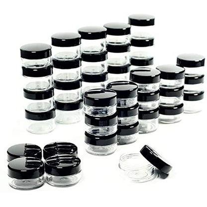 Polypropylene 5 Gram Cosmetic Containers 50pcs Sample Jars Tiny Makeup Sample Containers with lids (Black) - color: Black