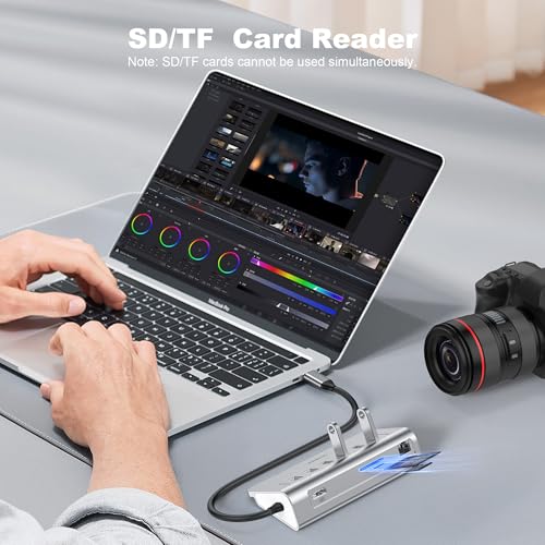 intpw 10-in-1 USB C Hub with Ethernet, 4K@60Hz HDMI, 10Gbps USB-C/USB-A, PD 100W, SD/TF, P9R PRO Docking Station for MacBook Pro/Air M1-M5, iPhone 17/16/15, iPad Pro, Windows - color: Silver Grey, size: 1.64ft