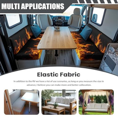SEANATIVE Flame RV Couch Cushion Cover Super Stretch Sofa Slipcover Non Slip Soft Couch Sofa Cover Washable Camper Furniture Protector Replacement Car Bench Cover - color: Flame