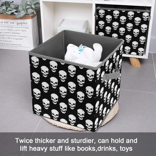 White Skull Pattern Foldable Storage Box with Handle Organizer Containers for Home Office Clothes Office Supplies - color: style-1