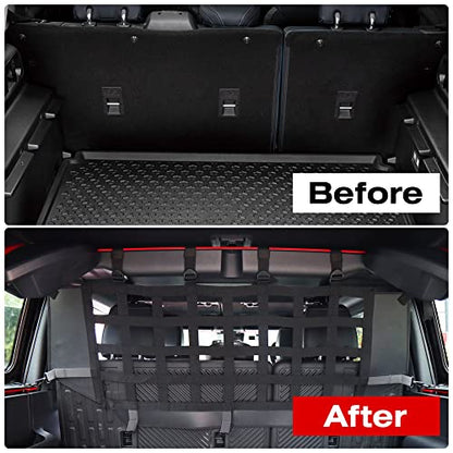 G Pet Net Vehicle Safety Mesh Dog Barrier Fit for Ford Bronco Accessories 2021-2025 4-Door, Rear Seat Isolation Net for Trunk Cargo Area, Upgrade Car Pet Divider fits for Medium, Large Pets
