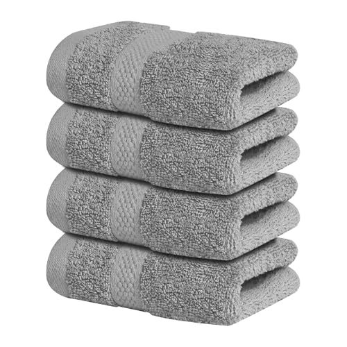 Infinitee Xclusives Luxury Wash Cloths for Showering [13x13] – 100% Cotton Washcloths [Pack of 4], Soft and Absorbent Face Towels for Bathroom Wash Clothes, Gym, and Spa (Charming Grey) - color: Charming Grey, size: Washcloths - 4 Pack