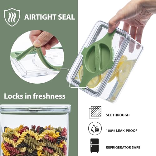 5-Pack SAN Airtight Pantry Storage Container Set, Leakproof Twist-Lock Lids, BPA-Free Stackable Canisters for Sugar, Flour, Pasta, Cereal & Snacks (0.8qt, 1.9qt ×2, 3qt, 4qt) - color: Sand