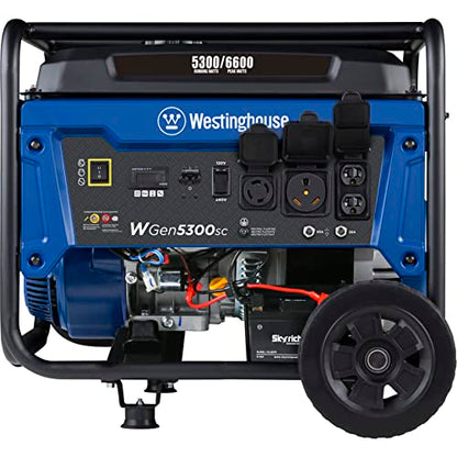 Westinghouse 6600 Watt Home Backup Portable Generator, Electric Start, Transfer Switch Ready 30A Outlet, RV Ready 30A Outlet, CO Sensor - style: 6600 Watts - Gas Only - Electric Start