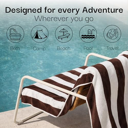 Salt Earth Cotton Striped Beach Cabana Towel, 4 Pack - 30"x60" Quick Dry Towels, Pool Essentials, Travel, Gym & Bathroom Towels, Oversized Beach Vacation EssentialsCoffee Brown - color: Coffee Brown, size: Pack of 4