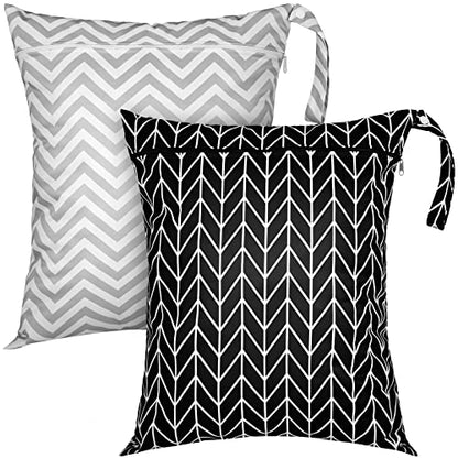 Shappy 2 Pack Large Travel Laundry Bags, Large Wet Dry Waterproof Dirty Clothes Bag for Suitcase, Swimsuit Beach Gym College Dorm Wet Bag(Stripe Style) - style: Stripe Style