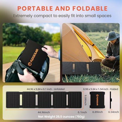 Upgraded FlexSolar 40W Portable Solar Panels Chargers with PD2.0 USB-C,QC3.0 USB-A and DC Outputs Foldable IP67 Waterproof Power Emergency Camping for Small Power Station,Phones, Power Banks - color: 40W