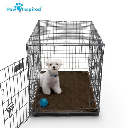 Paw Inspired Washable Padded Crate Mats for Dogs | 35” x 22” Pad, Fits 36-inch Kennels | Leakproof, Waterproof Bottom, Plush Pet Beds (Tan) - color: Tan, size: 36 Inch