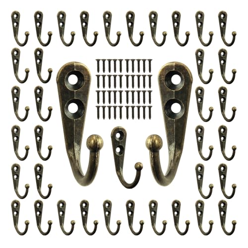POZEAN 40 Pack Wall Hooks for Hanging, Heavy Duty Small Coat Hooks Wall Mounted for Living Room, Bathroom, Kitchen, Bedroom for Key, Cup, Bag, Hat, Scarf, and More (Bronze) - color: Bronze, size: 40PCS